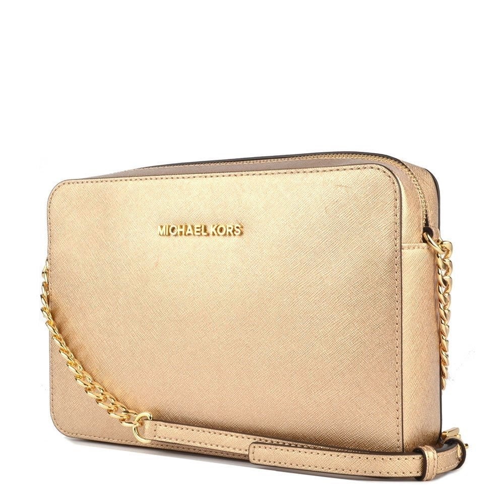 Michael Kors Jet Set Travel Crossbody- Large, Pale Gold
